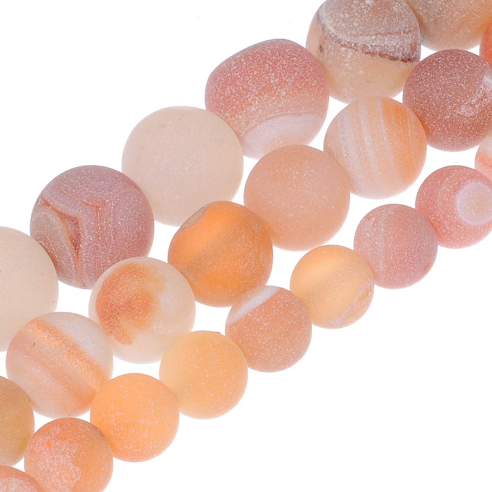 8MM 10MM 12MM Natural Gorgeous Matte Fancy Druzy Agate Round Loose Beads Gemstone for Jewelry Making by Ruilong (Orange, 8MM)