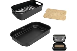 BBQ-PLUS Grill Cooking Pot and Combo Crisper Basket for Ninja Foodi FG551/DG551/DG651 Smart XL 6-in-1 Indoor Accessories Non-Stick Basket & Griddle Pan Replacement & 100 Pack Air Fryer Liners