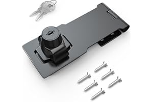I-EASYDWW 4 Inch Keyed Hasp Lock for Cabinets & Small Doors, Twist Knob Design, Heavy Duty Zinc Alloy with Chrome-Plated Iron, Includes Keys & Screws, Black