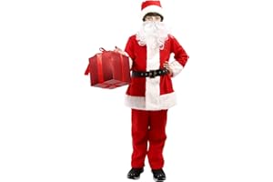 SHEJIZE Kids Santa Costume Children's Santa Claus Costume for Kids Santa Suit