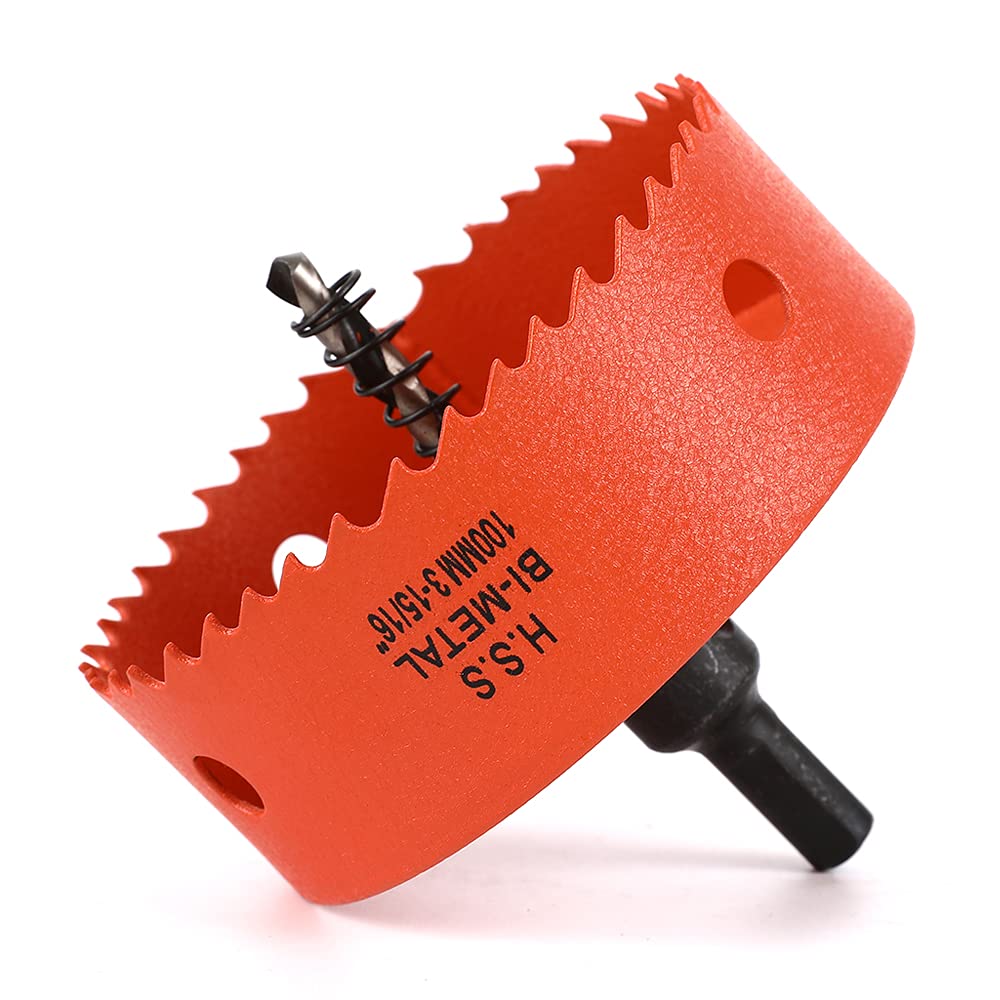 Dribotway 100mm 3-15/16'' Hole Saw, Bi-Metal Hole Saw Drill Bit High Speed Steel, Cutting Circular Holes, for Wood and Metal, Can Easily Drill Wood, Plastic, Plywood, Thin Metal