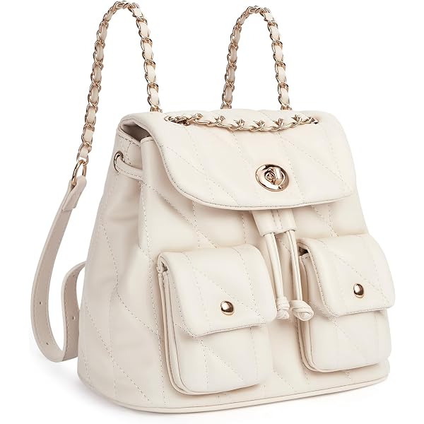6167 LA FESTIN Leather Backpack Purse Small Backpack with Chain Strap White Amazon.com: LA FESTIN Leather Purses for Women Cute Backpack  main image 4