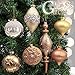 Valery Madelyn 10ct Noble Glass Christmas Ball Ornaments Copper Gold,Themed with Tree Skirt(Not Included)