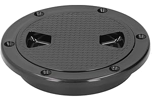 4 Inch ABS Round Black Boat Hatch, Marine Non-Slip Deck Plate with Detachable Cover, Watertight Inspection Hatch Cover for Bo