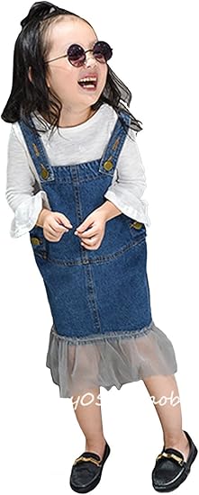 Amazon 子供服 女の子 サロペット デニムワンピース フォーマル キッズ ベビー ガールズワンピース 可愛い おめかし お出かけ 110 フォーマル 通販