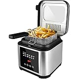 Deep fryer, Electric Fryer with Basket, Oil Thermostat, 2.5L Oil Capacity Deep Fat Fryers with Timer, Removable Lid with View