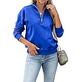 Dressmine Womens Quarter Zip Pullover Casual Long Sleeve Shirts Half Zip Sweatshirt 2025 Trendy Winter Clothes
