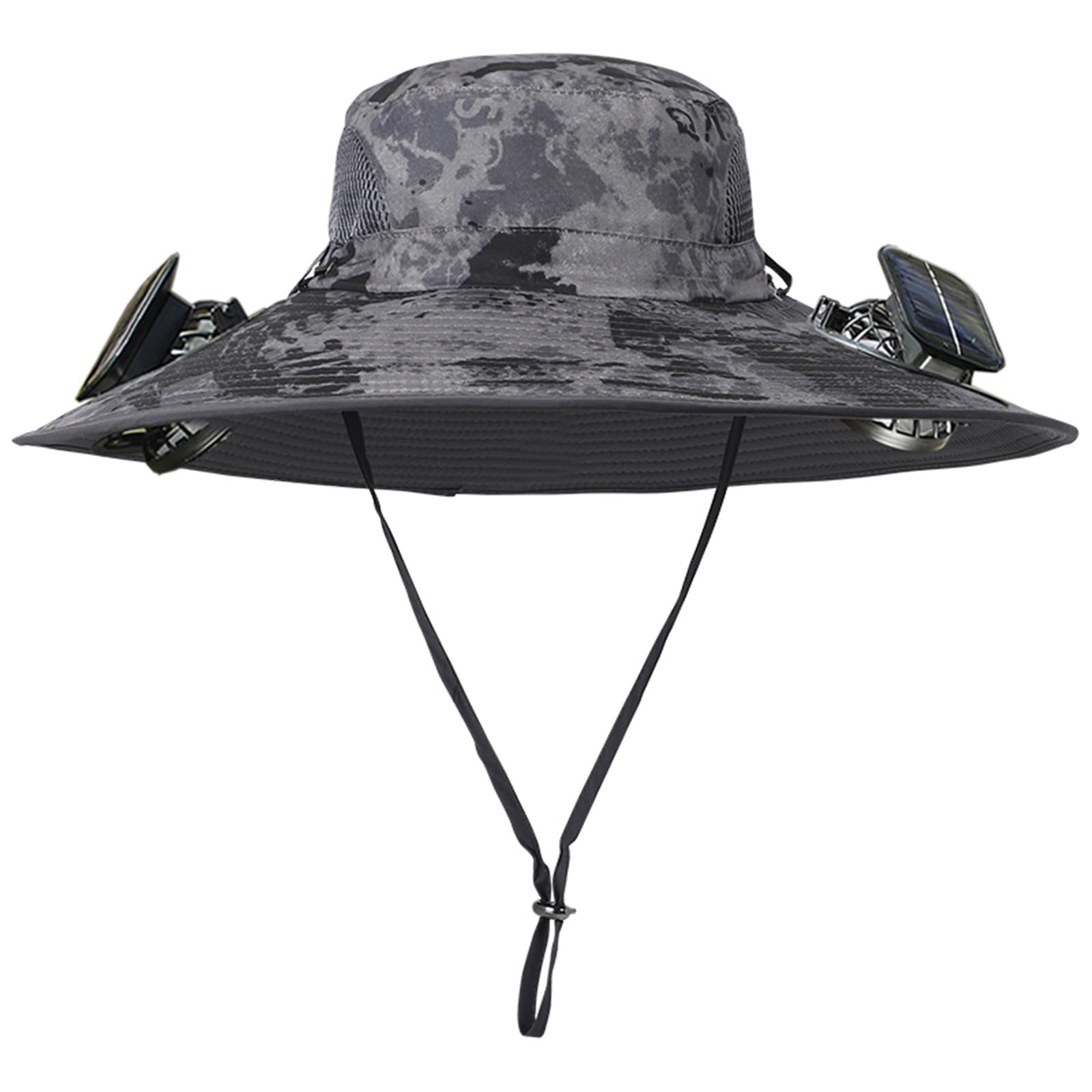 Photo 1 of Men Women Wide Brim Sun Hats with 2 Solar Fan Waterproof Breathable Bucket Hat Outdoor Fishing Hat for Hiking Camping