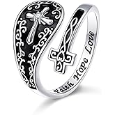SHAOAN Hamsa Hand of Fatima Lotus Evil Eye/Love Heart/Butterfly/Rose Spoon Adjustable Open Rings 925 Sterling Silver Statement Ring Jewelry Gifts for Women