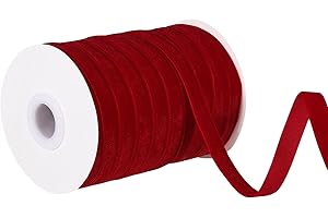 woric Red Velvet Ribbon 30 Yards 3/8 Inch Vintage Thin Ribbon Red Bows for Choker Wedding Hair Bows Flower Bouquet Gift Wrapping Garland Christmas Tree Decorations