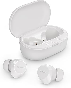 Philips TAT1209WT True Wireless In Ear Bluetooth Headphones - Small Buds. Great Value Natural Sound. Dynamic bass, Pocket-Sized Charging case, Clear Calls - White