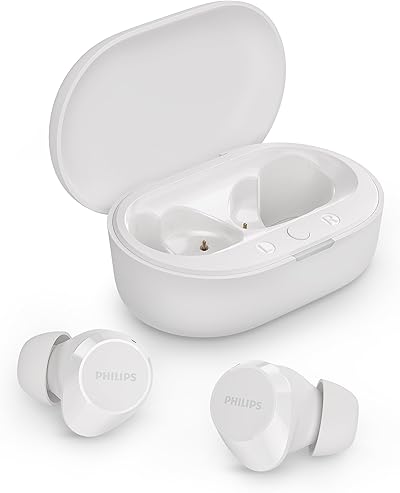 Philips TAT1209WT True Wireless In Ear Bluetooth Headphones - Small Buds. Great Value Natural Sound. Dynamic bass, Pocket-Sized Charging case, Clear Calls - White