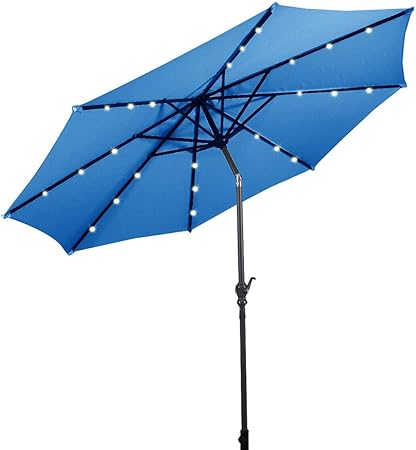 Amazon Com Giantex 10ft Solar Patio Umbrella Outdoor With Lights 8 Ribs Steel Market Umbrella Easy Push Button Tilt And Crank Solar Table Umbrellas For Garden Deck Backyard Pool Indoor Outdoor Use