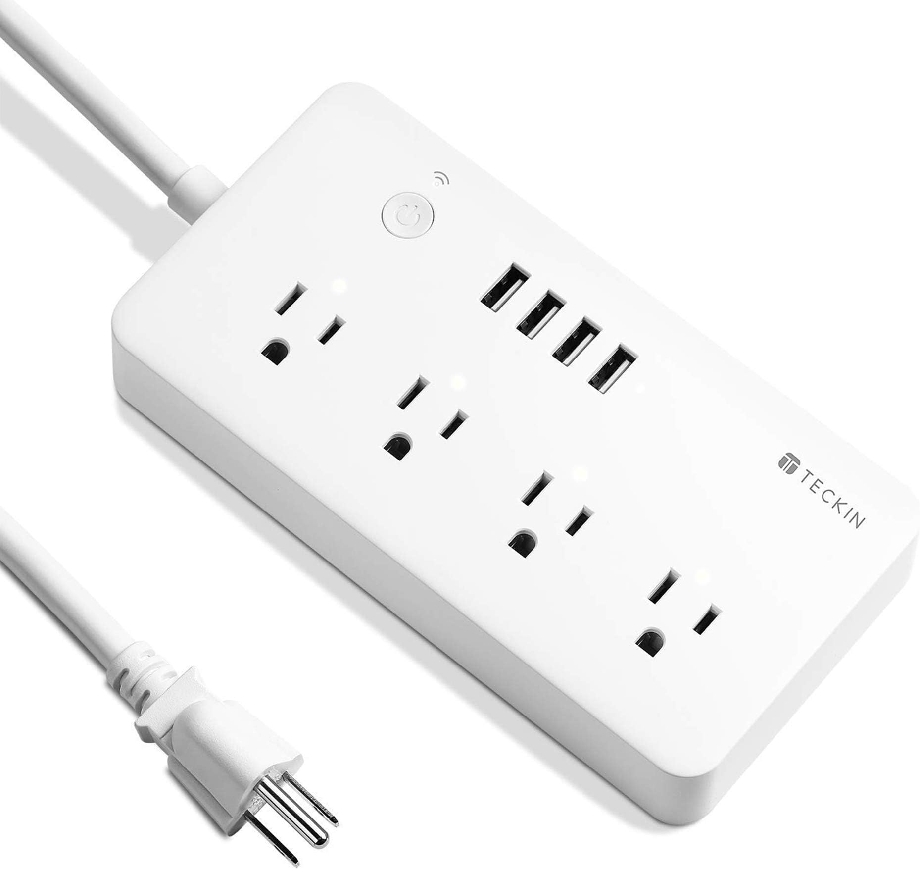 Smart Power Strip TECKIN WiFi Surge Protector Works with Alexa, Google Home 3.28ft Extension Cord 4 AC Outlets and 4 USB Ports Multi Plug Timer Schedule