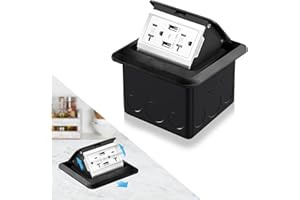 Vagueior Recessed Floor Electrical Outlet Kit,Waterproof Electrical Outlet Covcer Box,Hidden 4.8A USB+20A Tamper-Resistant Receptacle Outlet with Slow Elastic Damping ，ETL Certified,Black(1 Pack)