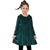 Jxstar Girls Velvet Dress Kids Ruffle Trim Long Sleeve Shiny Midi Party Fall Clothes