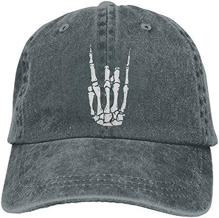YYhon1xin Rock N Roll Skeleton Hand Unisex Flat Bill Hip Hop Cap Baseball Hat Head-Wear Cotton Trucker Hats Natural