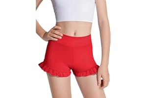 HASMES Girls Athletic Ruffle Shorts High Waisted Biker Shorts Dance Yoga Gymnastics 5-14Y