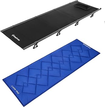 Amazon Kingcamp コット キャンプマットセット 最新版 耐荷重1kg 軽量 組立簡単 収納コンパクト 折りたたみ アウトドアベッド キャンピングベッド 簡易枕と収納バッグ付き ハイキング 防災 お昼寝 野外 航空アルミ Kingcamp 折りたたみ式ベッド