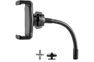 KUAGUOZHE Phone Holder for Ring Light and Tripod Stand with 1/4 and Hot Shoe Adapter, Flexible Phone Tripod Mount Adapter (Black)