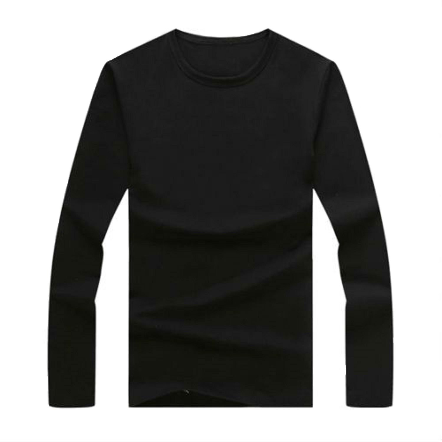 Basic men's Crew Neck Long Sleeve T-Shirt L Black