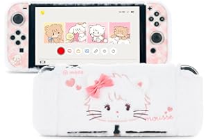 GeekShare Protective Case for Switch OLED,Kawaii Plush Cover Anti-Scratch Switch Hard Case Protector Compatible with Switch OLED - Mikko Sweet Thoughts