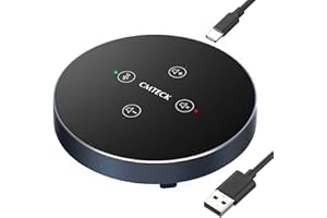 CMTECK USB Speakerphone, Conference Microphone for Home Office, Crystal Clear 360º Voice Pickup, Plug and Play, LED Indicator, Perfect for Zoom, Skype, Podcasting