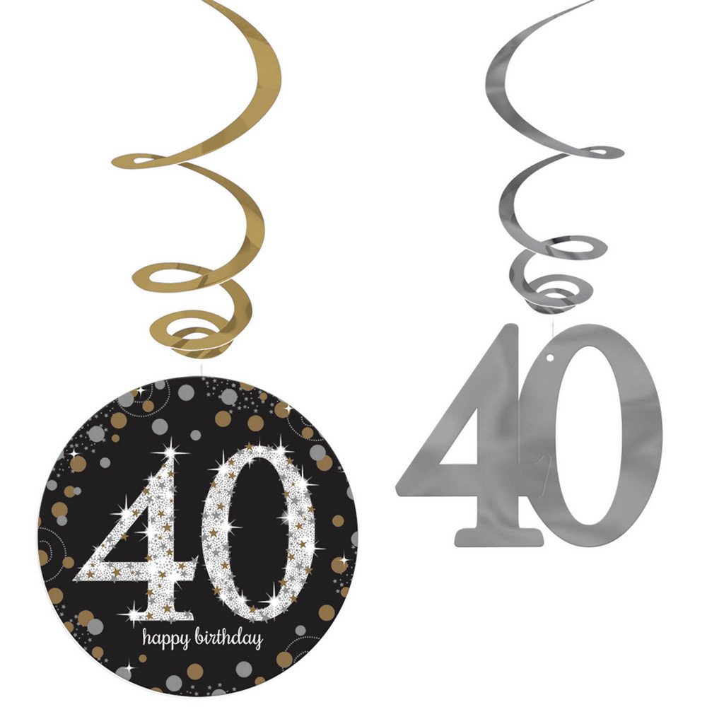 (PKT) Adult Gold Celebration 40th Swirl Decorations