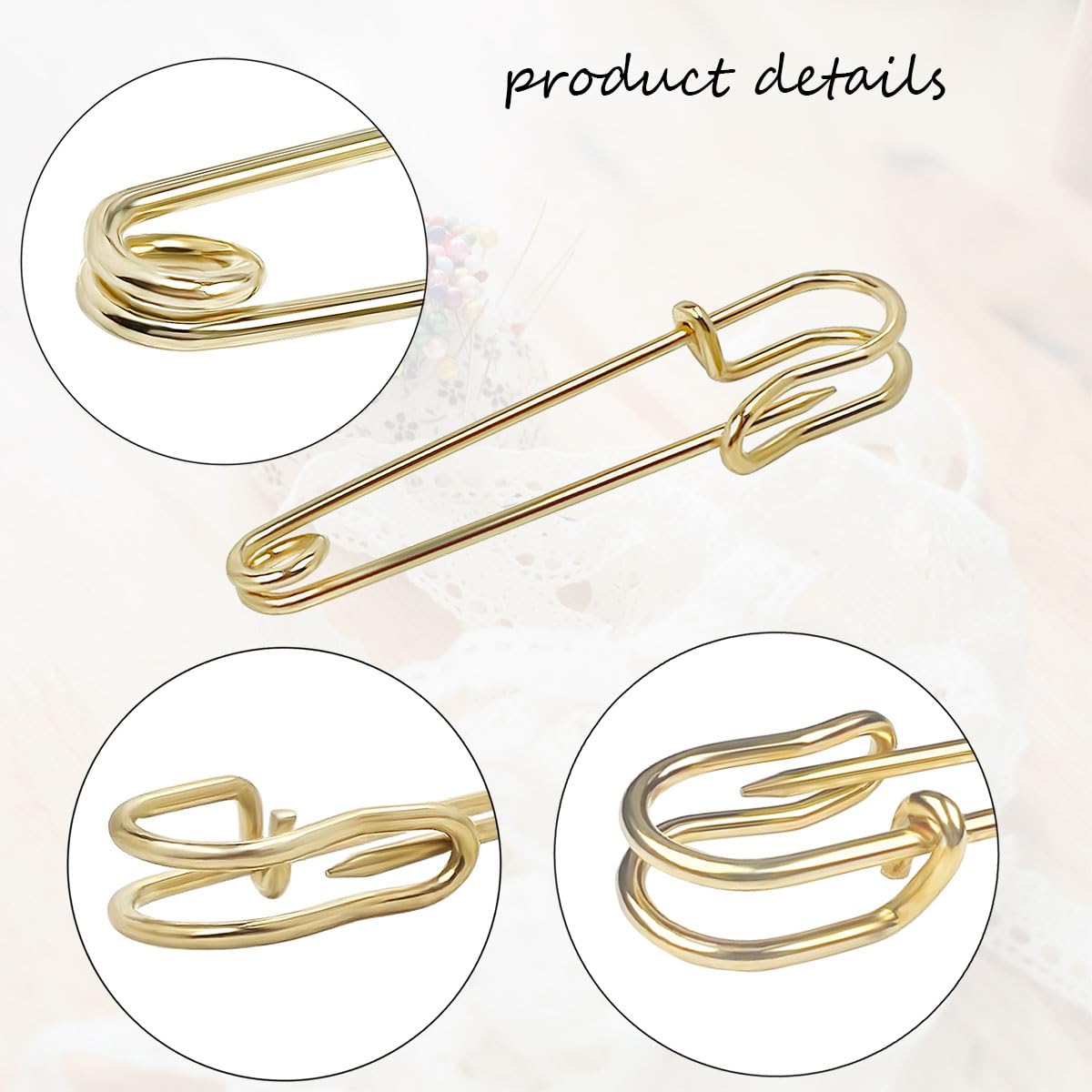 30 Pcs Large Safety Pins 2 Inch Heavy Duty Blanket Pins Big Safety Pin Steel Safety Pins for Blankets Clothes Crafts Leather Canvas, Gold