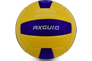 AXGUIQ Volleyball Thickened Surface Leather Soft Touch for Outdoor Indoor Beach Volleyball Waterproof Pool Water Play Game Gym Training Kids Youth Adults Volleyball Balls(Official Size 5)
