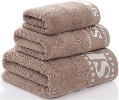 Amazon Gfeiバスタオルセット3ピース 軽量多目的プールジムタオルクイック乾燥タオル バスタオルセット超大 100 コットン Brown バスタオル ホーム キッチン オンライン通販