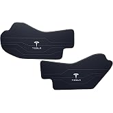 POKUNG Center Console Leather Side Anti-Kick Mats(2 Pieces) Designed for Tesla Model Y Juniper(2025-2027),Waterproof, Dust Resistant, Front Seat Side Protector Cover Black