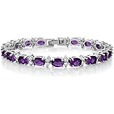Gem Stone King 20.00 Ct Oval and Round Purple Color Cubic Zirconias CZ Women's Tennis Bracelet 7 Inch
