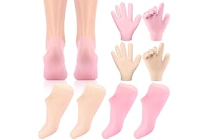 4 Pairs Silicone Moisturizing Glove Socks Set Anti Slip Soft Aloe Socks Gel Spa Gloves Sock Softening Feet Hands Dry Cracked 