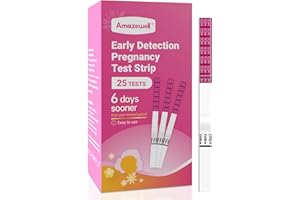AMAZEWELL Pregnancy Test Strips, Early Result hCG Detection Home Pregnancy Test, 25 Count hCG, Rapid Prenancy hCG Testing Kit, 5mm Wider 25mIU/mL, High Accuracy with Ultra-Sensitive Detection