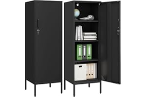 Steehoom LX-1D Metal Locker Cabinet (Black, 15.75" D x 15.75" W x 49.21" H)