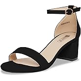 IDIFU Women's Cookie-LO Low Block Heels Chunky Sandals Ankle Strap Wedding Dress Pump Shoes