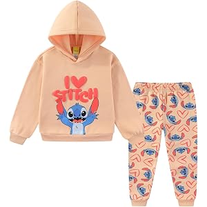 Disney Lilo & Stitch Girls Hooded Sweatshirt and Pants Set for Big Kids