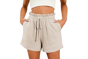 Astreeas Shorts for Women 2024 Casual High Waisted Shorts Fashion Drawstring Beach Shorts Comfy Summer Shorts with Pockets