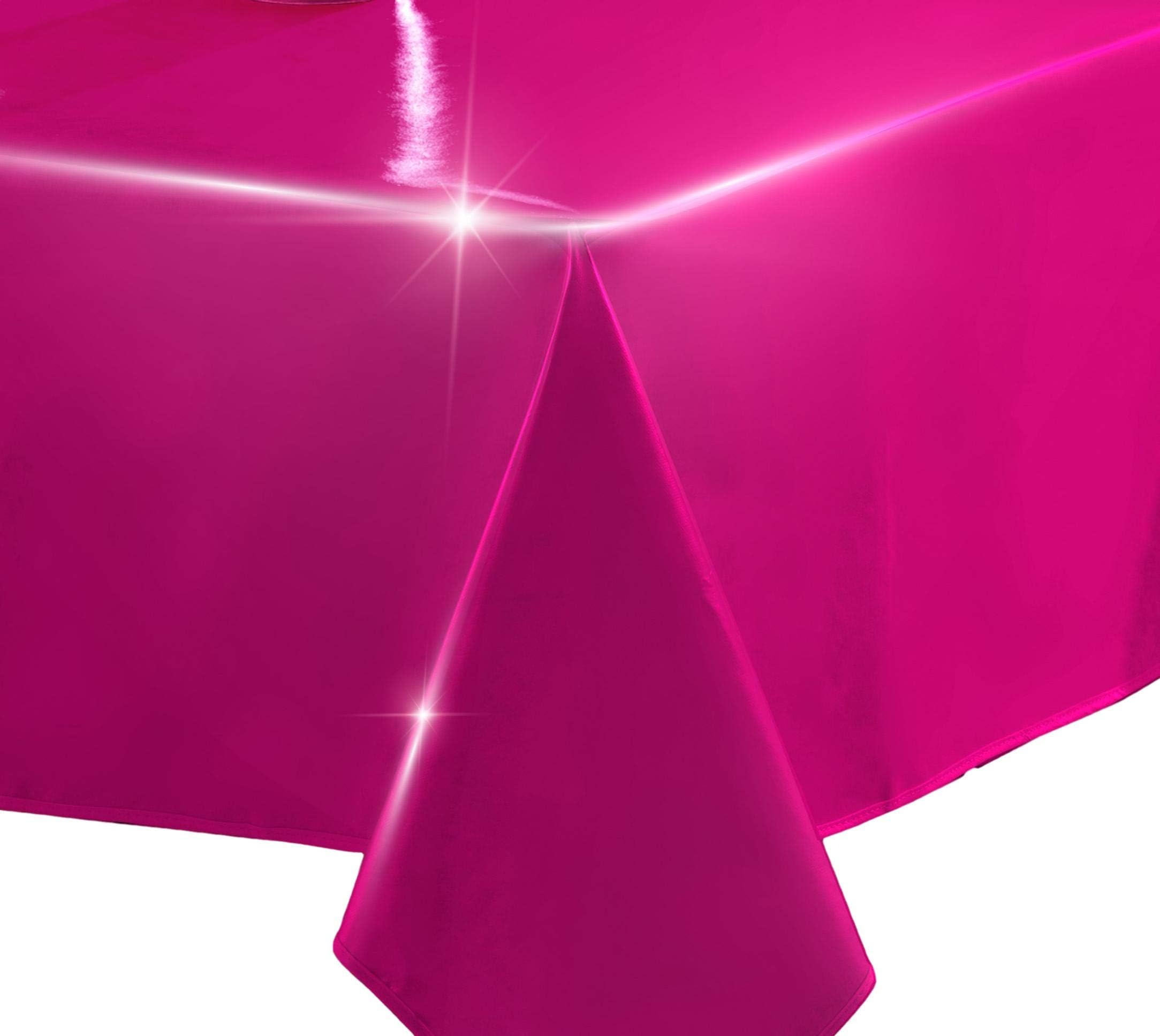 Rectangular Oilcloth PVC Wipe Clean Tablecloth 140cm x 240cm 55"x94" (Glossy Fuchsia)