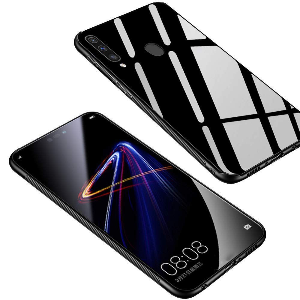 Mobiclonics® Toughened Glass with Shockproof TPU Bumper Back Case Cover for Samsung Galaxy M40-Black