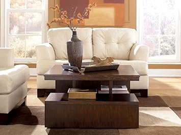 Amazon Com Signature Design By Ashley Callum Dark Brown Square Cocktail Table Furniture Decor