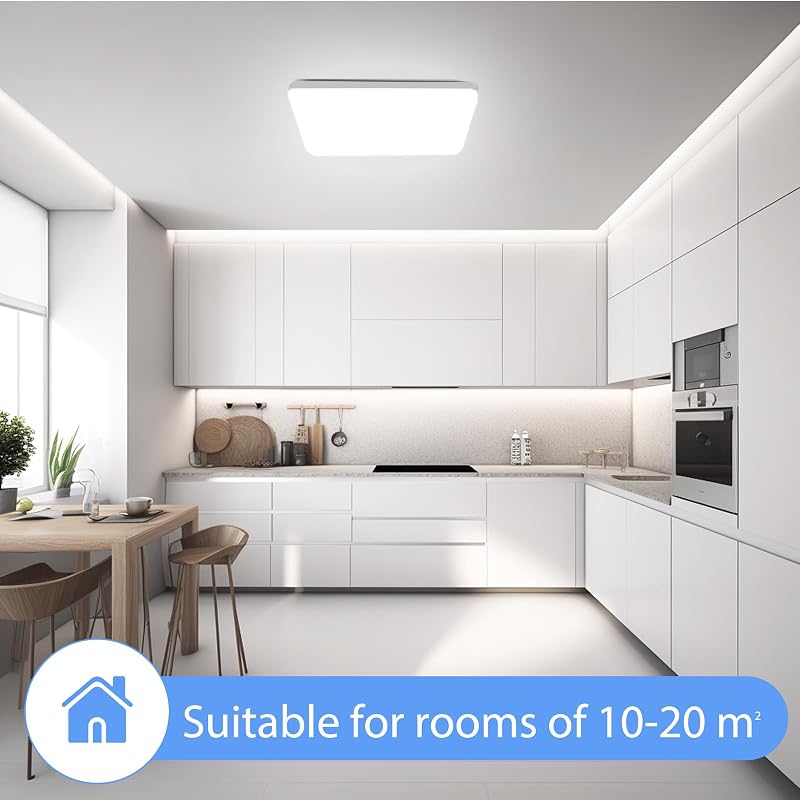 OUILA LED Lâmpada de teto, 20W 2000LM 6500K Lâmpadas de teto, IP44 Cold White Square Ultra fino LED luz de teto para sala de estar banheiro varanda quarto corredor cozinha
