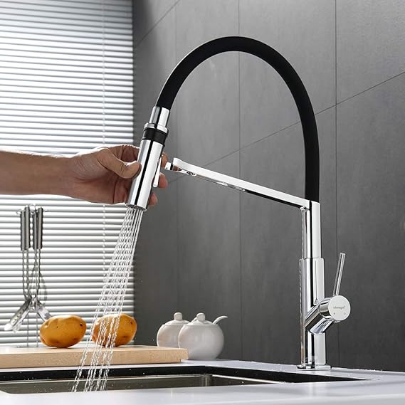 ubeegol 360° drehbar Wasserhahn Küche Küchenarmatur mit zwei-Funktion Brause Spültischarmatur Chrom Armatur Spüle Einhebel Mi