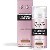 Loving Tan NEW 2 Hr Express Self Tanning Body Lotion, Dark - Hydrating Natural-Looking Glow Sunless Self Tanner, Streak-Free, Dermatologist Tested, Lightweight, Vegan and Cruelty-Free - 3.3 fl oz