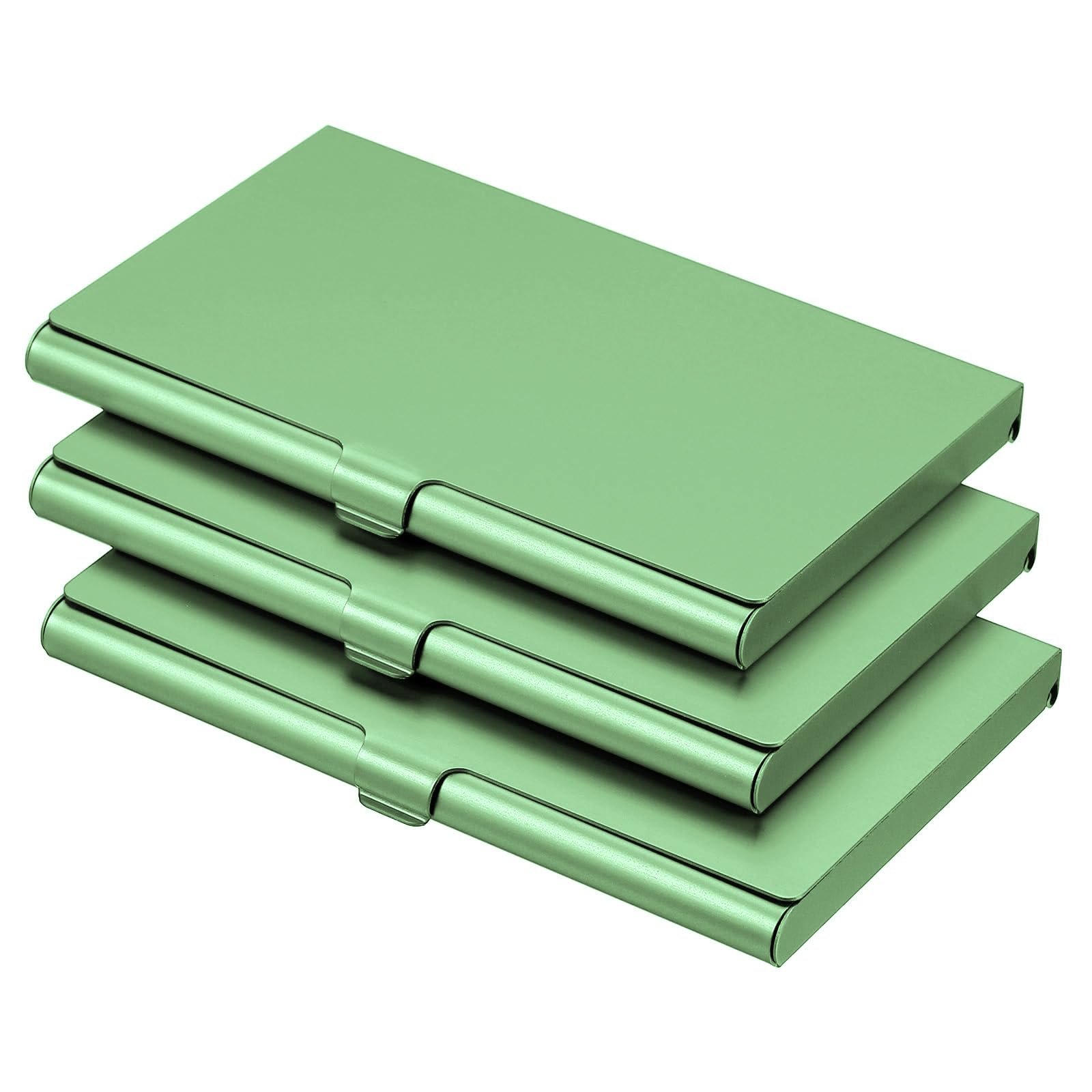 PATIKIL Business Card Holder, 3 Pieces Aluminum Alloy Flip Cover Slim Name Cards Case for Women Men, Green