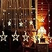 Alanda Star Curtain Lights 12 Stars 138 LEDs Curtain String Lights Stars Christmas Lights Perfect Decoration for Wedding, Christmas, Holiday, Parties and Home (Warm White)