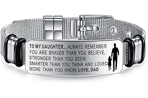 YOTHIWAD To My Daughter Bracelet Inspirational Bracelet Engraved Personalized Gifts to Daughter from Dad Mom Adjustable Bracelet