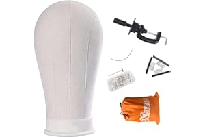 XTREND 21"-24''Canvas Block Head for Hair Extension/Lace Wigs/Display Poly Mannequin Manikin Head Wig Stand/Head Dryer/Making Wig Drying Styling Coloring 23inch