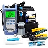 FC-6S FTTH Fiber Optic Cold Connection Assembly Termination Tools Kit Bag with Visual Fault Locator Fiber Cleaver SC FC Connector Optical Power Meter Finder Cable Tester Stripper Tool Dust Free Paper